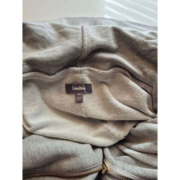 Neiman Marcus Grey Zip-Up Hoodie Gold Hardware asymmetrical design Sz XL - Picture 6 of 6